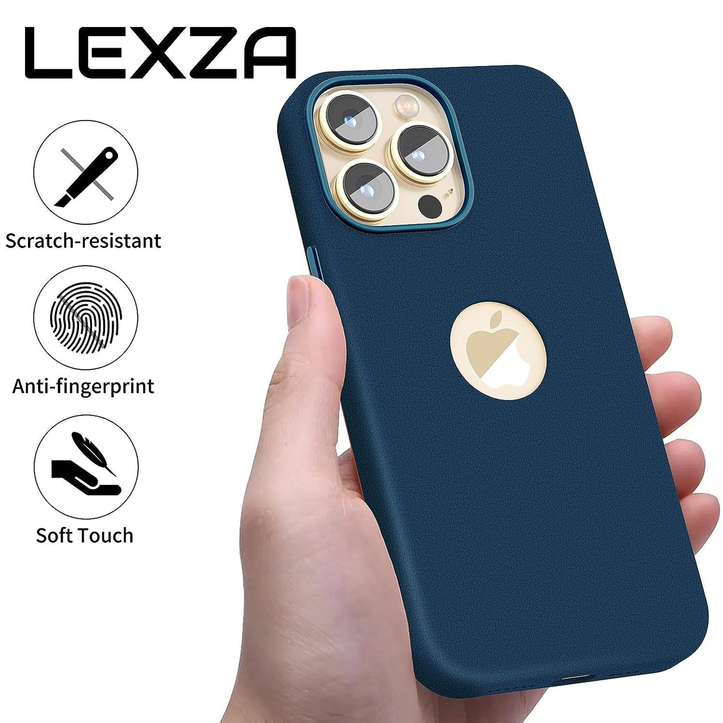 vaku-luxos®-lexza-leather-logocut-case-for-iphone-14-sierra-blue8905129027391